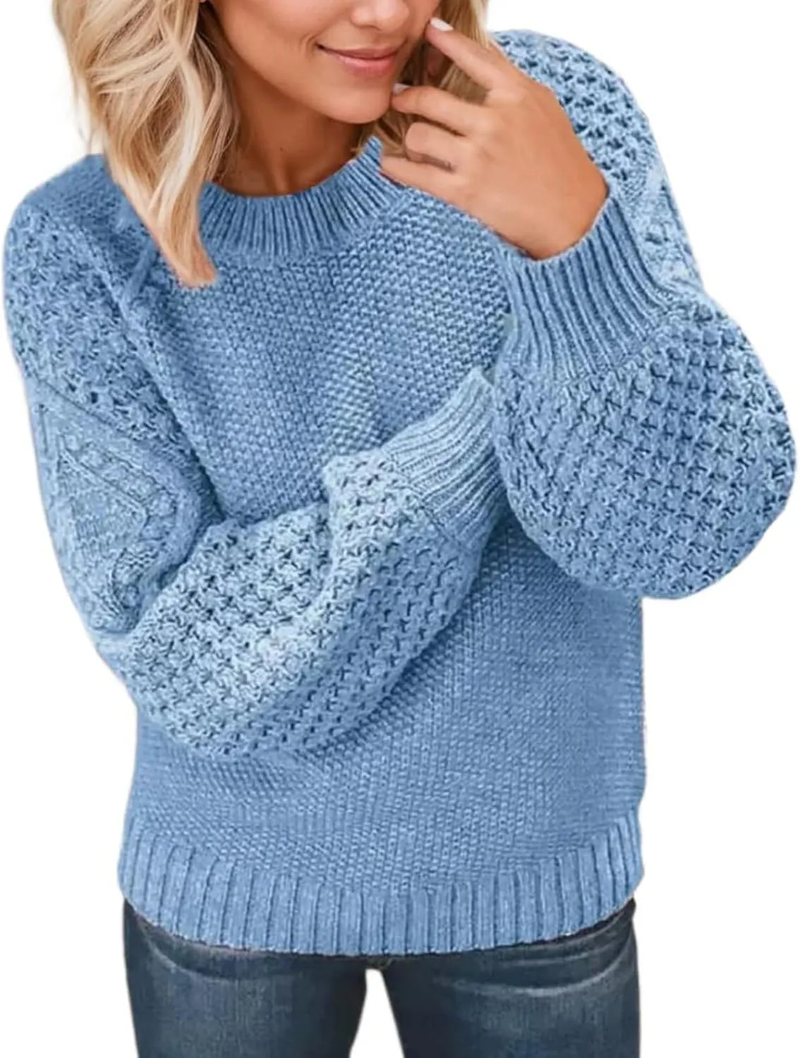 2024 Women's Pullover Autumn and Winter Solid Color Girls Daily Casual Fashion Knit Long Sleeve Sweater