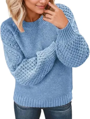 2024 Women's Pullover Autumn and Winter Solid Color Girls Daily Casual Fashion Knit Long Sleeve Sweater