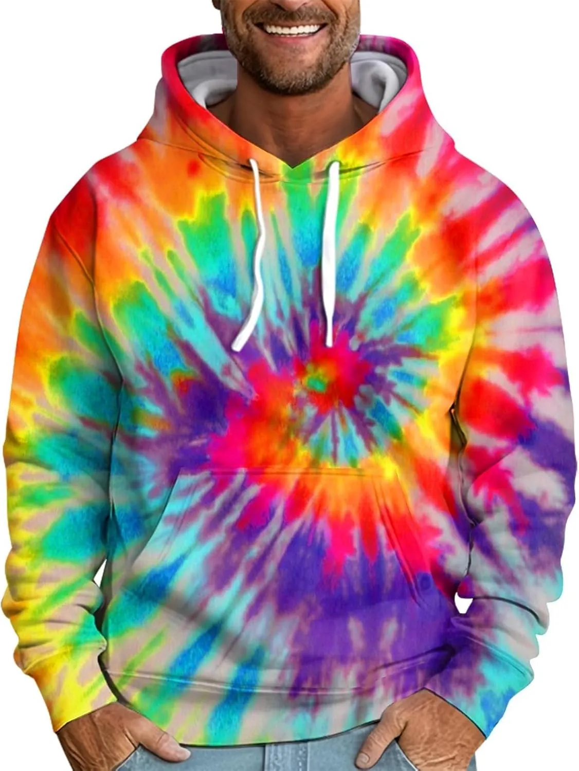 2025 Fashion Hoodies for Men Long Sleeve Workout Athletic Sweatshirt Casual Printing Hooded Pullover Tops with Pocket