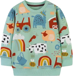 AIWUHE Toddler Sweatshirt Boys Girls Crewneck Pullover Tops Blouse Long Sleeve Cotton T-Shirt Fall Winter Clothes 2-6Y