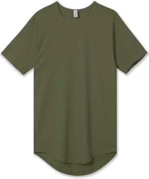 Allsense Men’s Hipster Long T-Shirt – Drop-Cut Curved Hem Tee