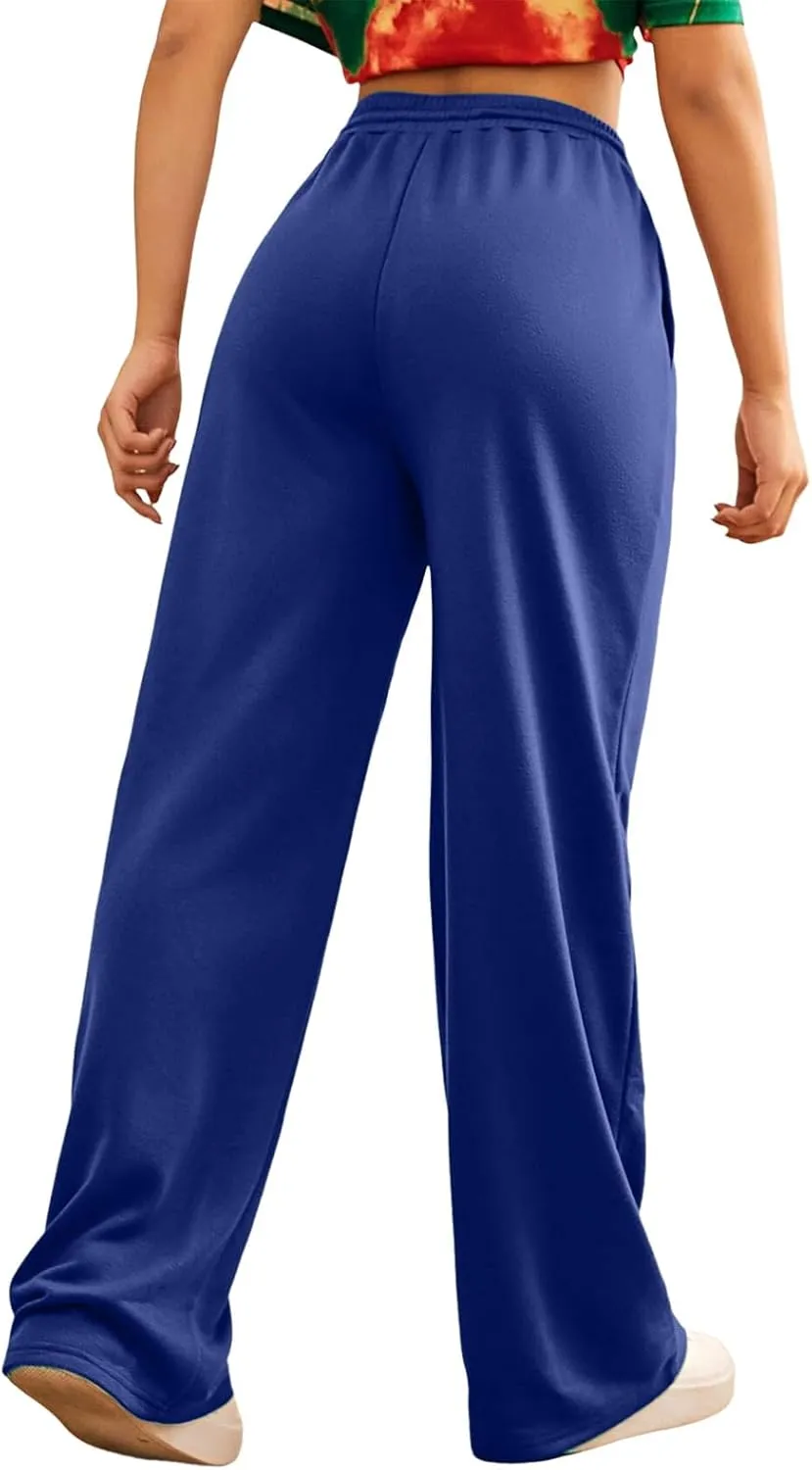 Baggy Tall Wide Legged Sweatpants for Women Fleece Lined 2024 Loose Wide Leg Joggers Casual Yoga Cozy Open Bottom