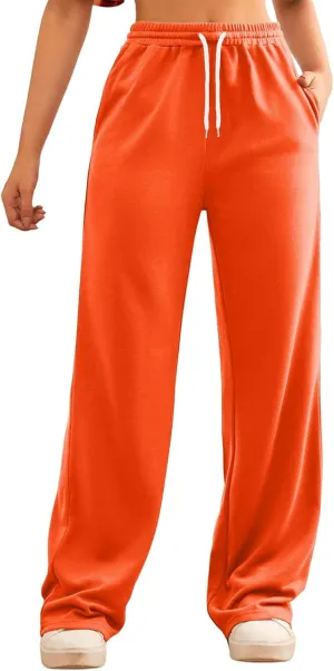 Baggy Tall Wide Legged Sweatpants for Women Fleece Lined 2024 Loose Wide Leg Joggers Casual Yoga Cozy Open Bottom
