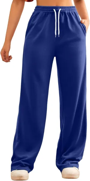 Baggy Tall Wide Legged Sweatpants for Women Fleece Lined 2024 Loose Wide Leg Joggers Casual Yoga Cozy Open Bottom