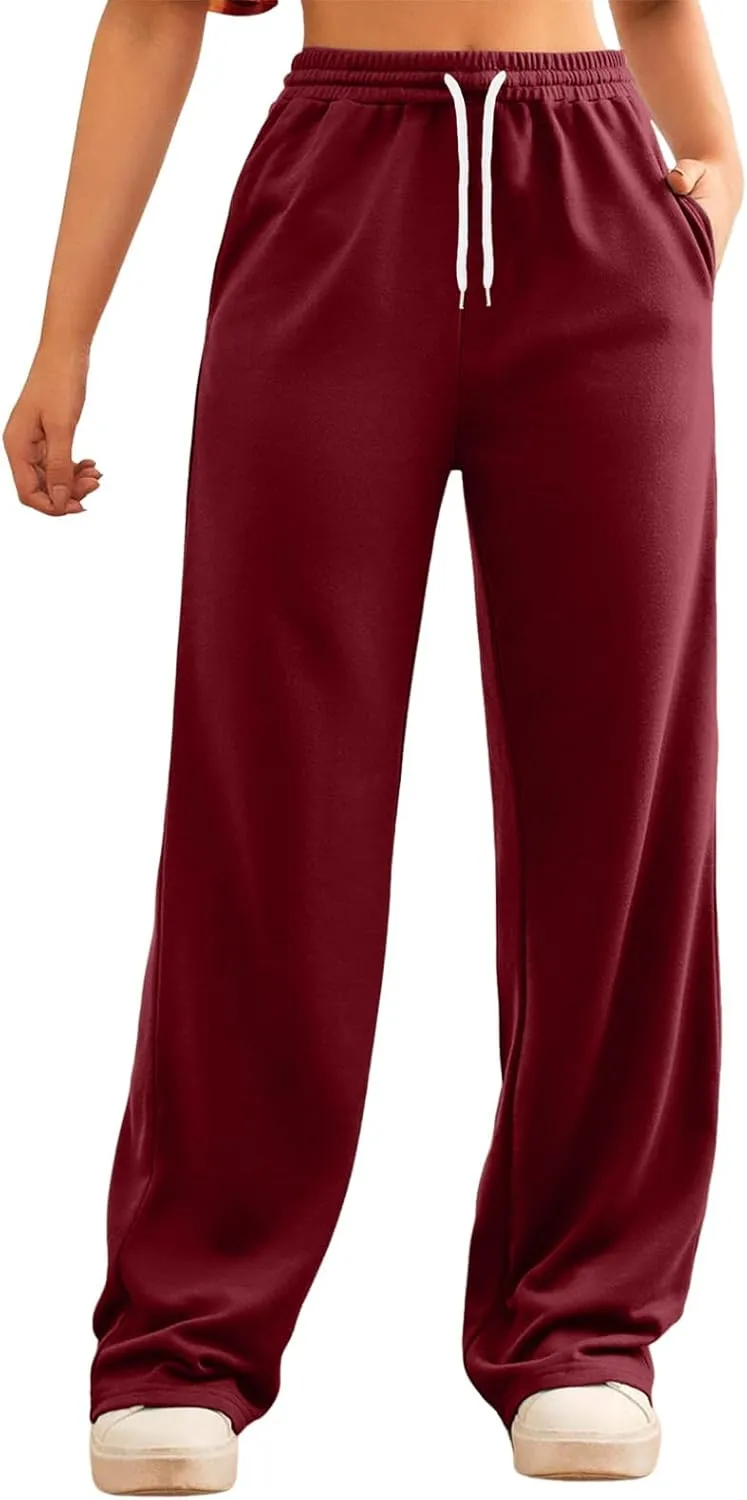 Baggy Tall Wide Legged Sweatpants for Women Fleece Lined 2024 Loose Wide Leg Joggers Casual Yoga Cozy Open Bottom