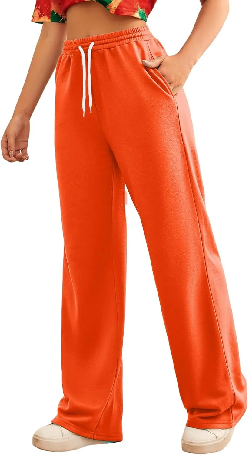 Baggy Tall Wide Legged Sweatpants for Women Fleece Lined 2024 Loose Wide Leg Joggers Casual Yoga Cozy Open Bottom