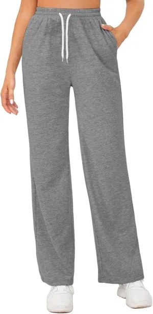 Baggy Tall Wide Legged Sweatpants for Women Fleece Lined 2024 Loose Wide Leg Joggers Casual Yoga Cozy Open Bottom