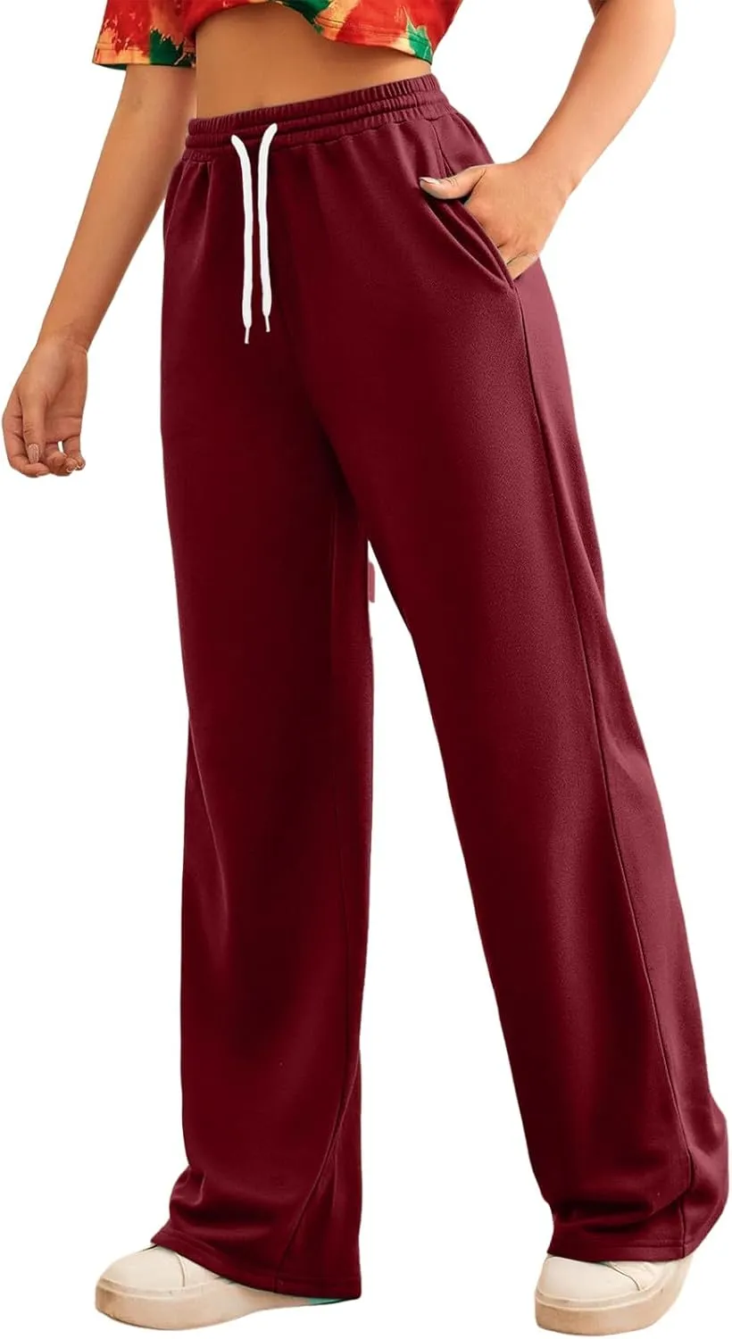 Baggy Tall Wide Legged Sweatpants for Women Fleece Lined 2024 Loose Wide Leg Joggers Casual Yoga Cozy Open Bottom