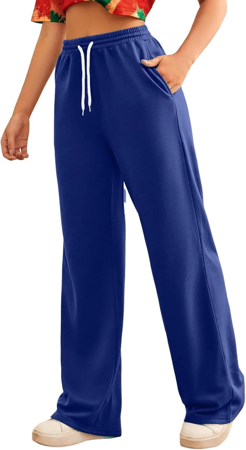 Baggy Tall Wide Legged Sweatpants for Women Fleece Lined 2024 Loose Wide Leg Joggers Casual Yoga Cozy Open Bottom