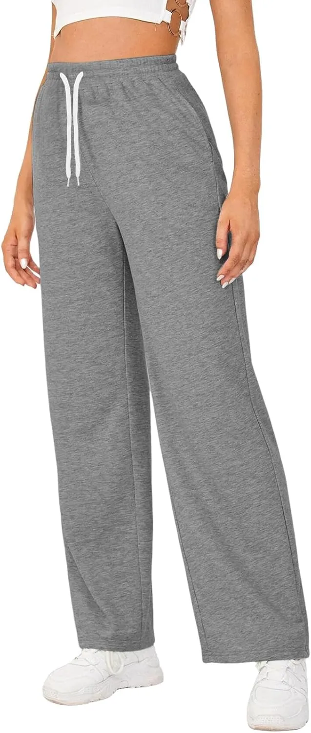 Baggy Tall Wide Legged Sweatpants for Women Fleece Lined 2024 Loose Wide Leg Joggers Casual Yoga Cozy Open Bottom