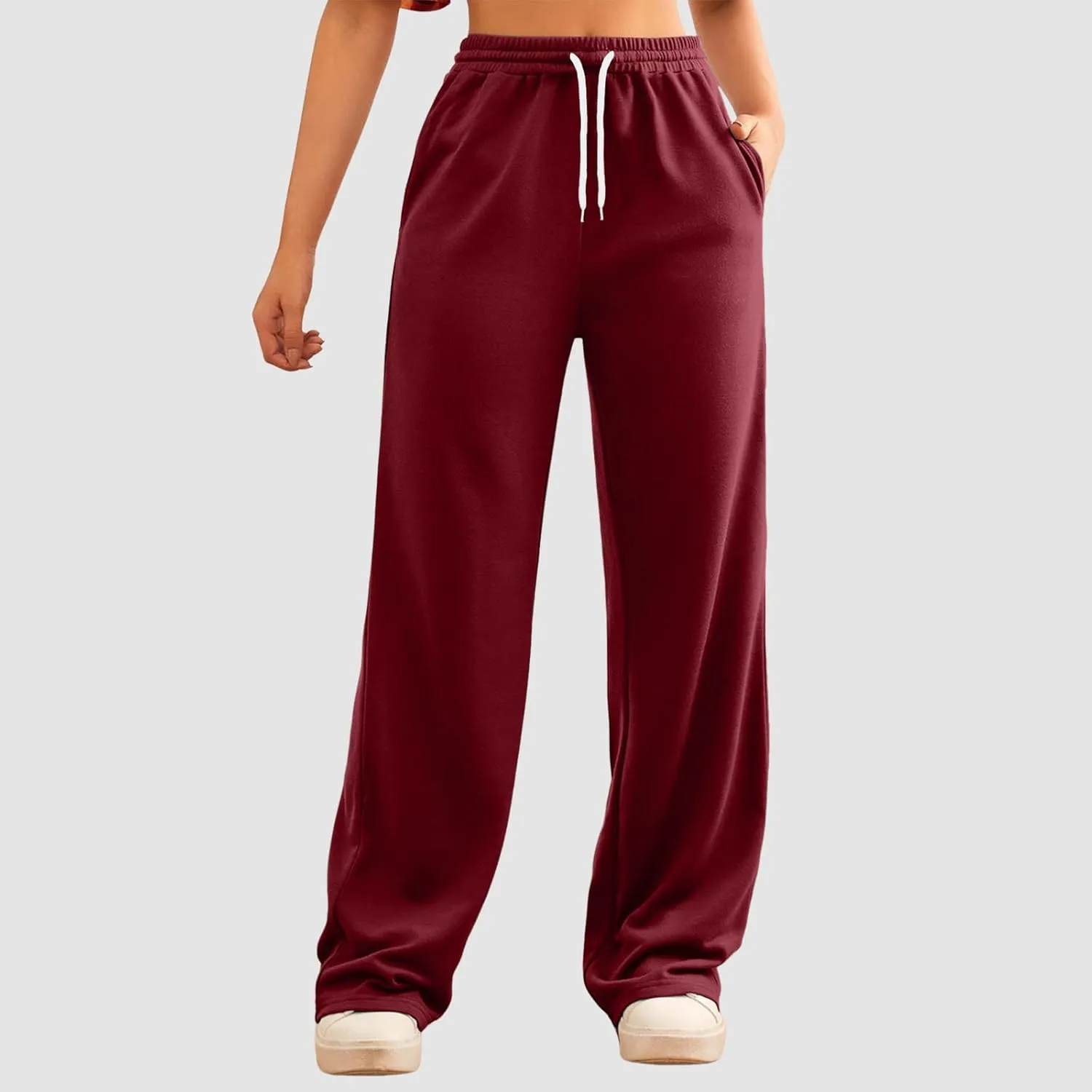 Baggy Tall Wide Legged Sweatpants for Women Fleece Lined 2024 Loose Wide Leg Joggers Casual Yoga Cozy Open Bottom