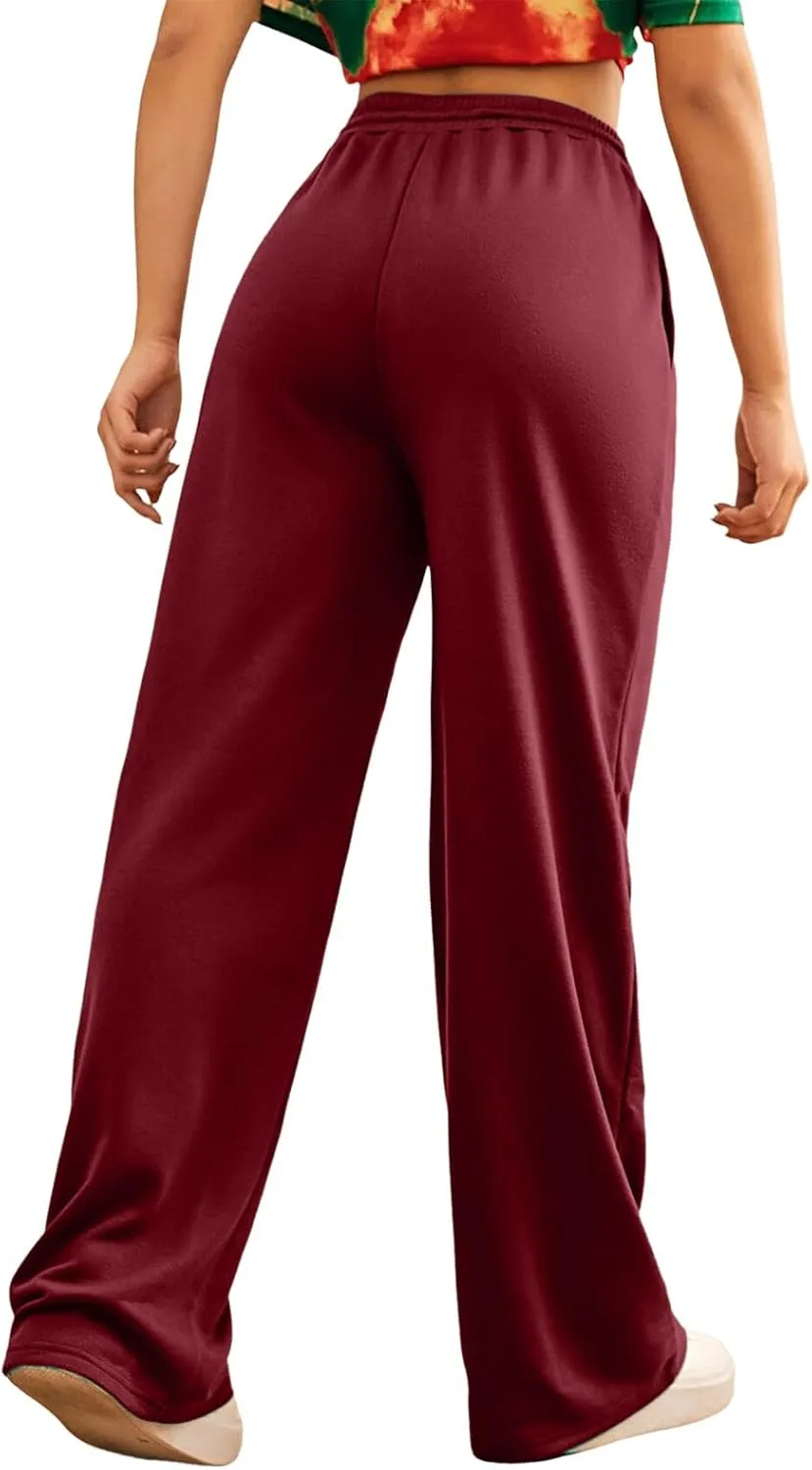 Baggy Tall Wide Legged Sweatpants for Women Fleece Lined 2024 Loose Wide Leg Joggers Casual Yoga Cozy Open Bottom
