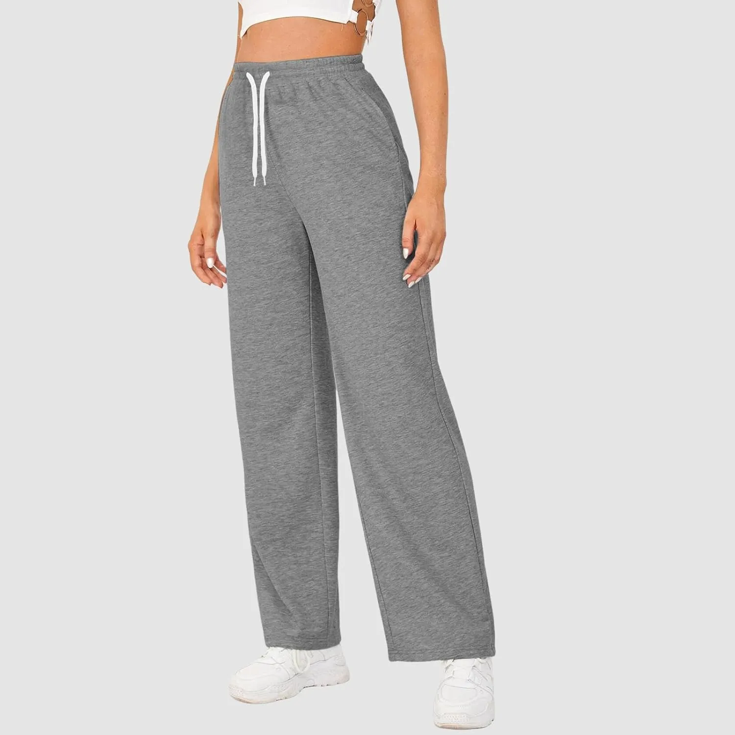 Baggy Tall Wide Legged Sweatpants for Women Fleece Lined 2024 Loose Wide Leg Joggers Casual Yoga Cozy Open Bottom