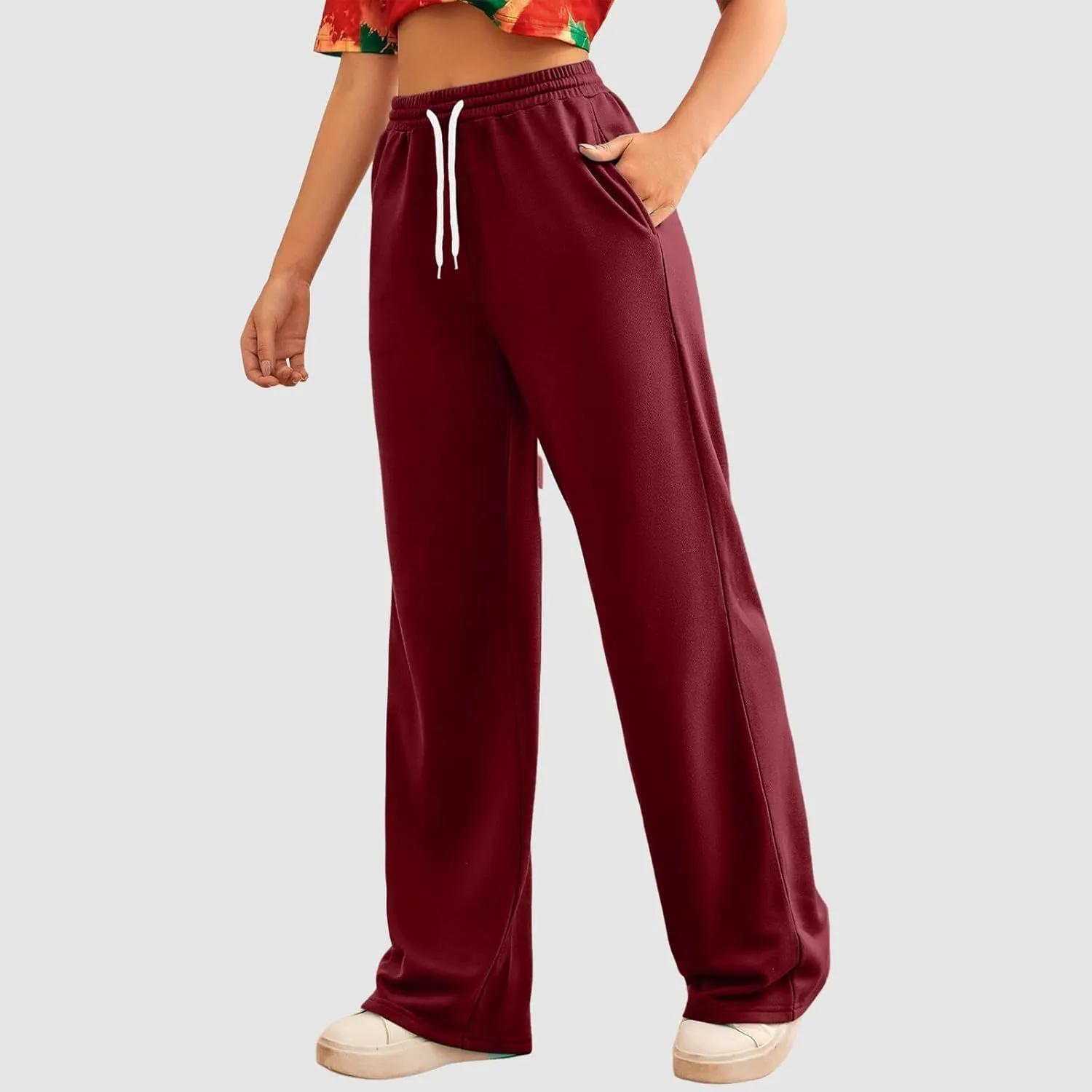 Baggy Tall Wide Legged Sweatpants for Women Fleece Lined 2024 Loose Wide Leg Joggers Casual Yoga Cozy Open Bottom