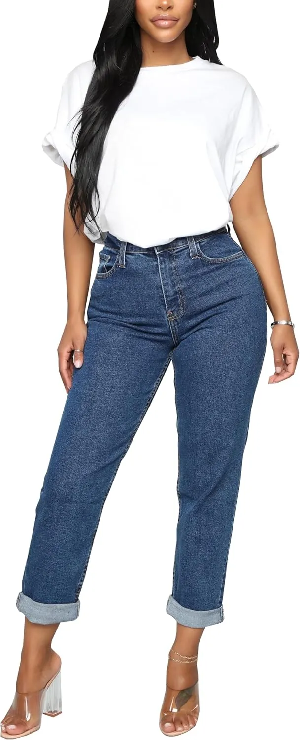 BessCops Women's Boyfriend Jeans Stretchy Ripped Distressed Denim Mom Jean Pants