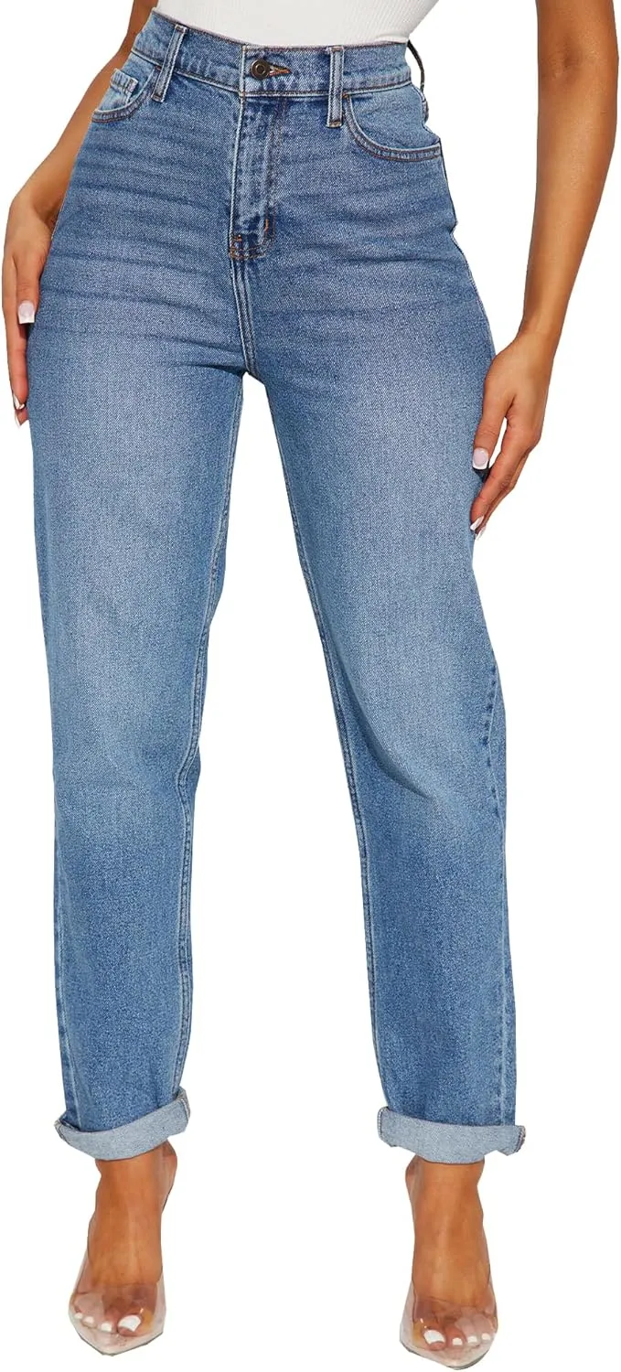 BessCops Women's Boyfriend Jeans Stretchy Ripped Distressed Denim Mom Jean Pants