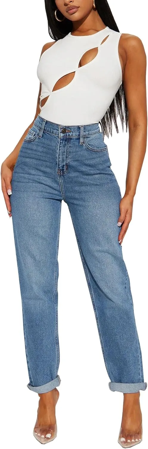 BessCops Women's Boyfriend Jeans Stretchy Ripped Distressed Denim Mom Jean Pants