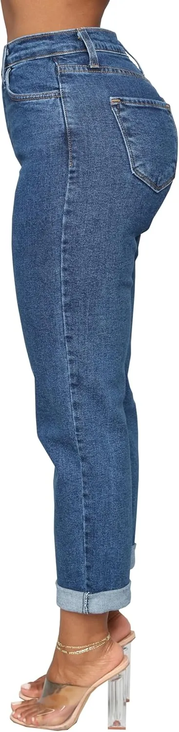 BessCops Women's Boyfriend Jeans Stretchy Ripped Distressed Denim Mom Jean Pants
