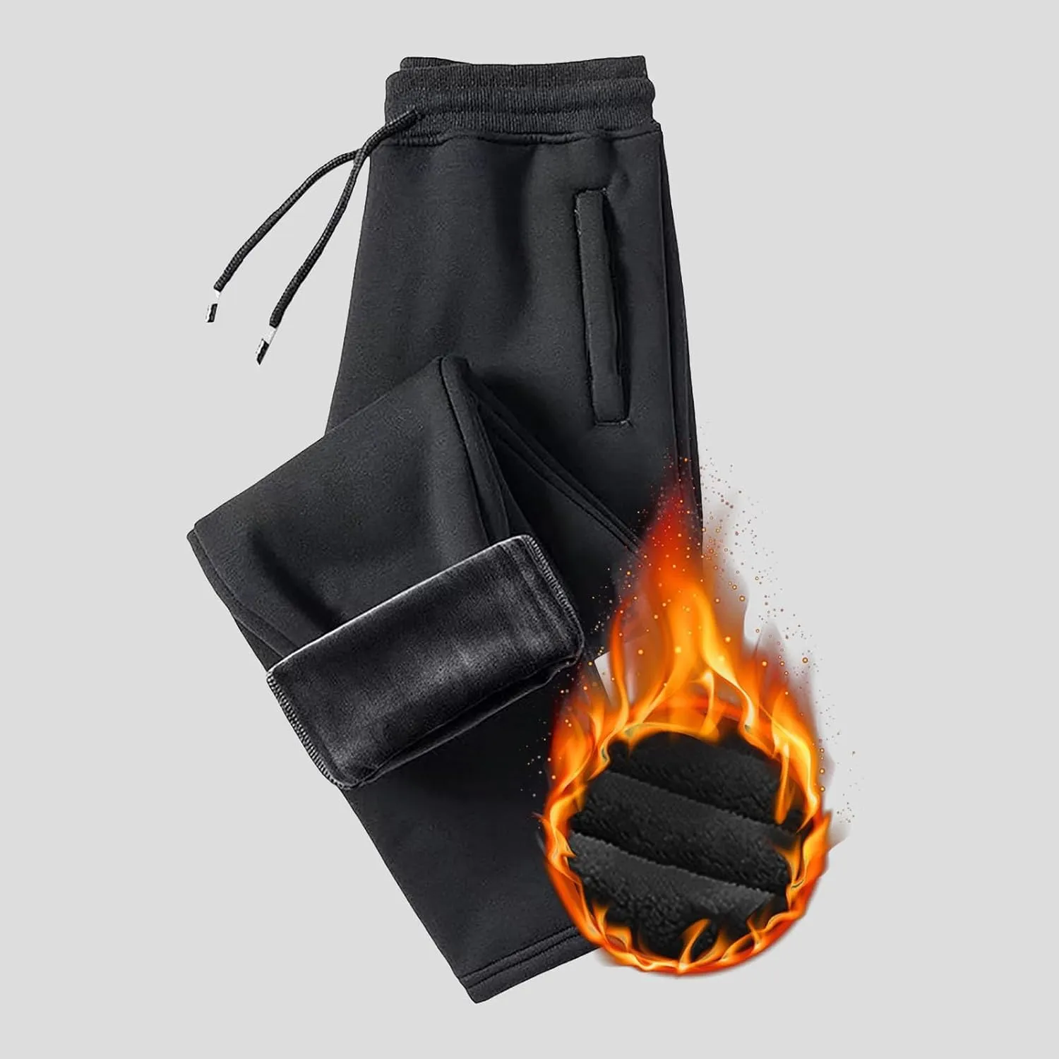 BIFUTON Fleece Lined Pants Men,Men's Winter Fleece Pants Sherpa Lined Sweatpants Drawstring Athletic Jogger Pants with Pocket