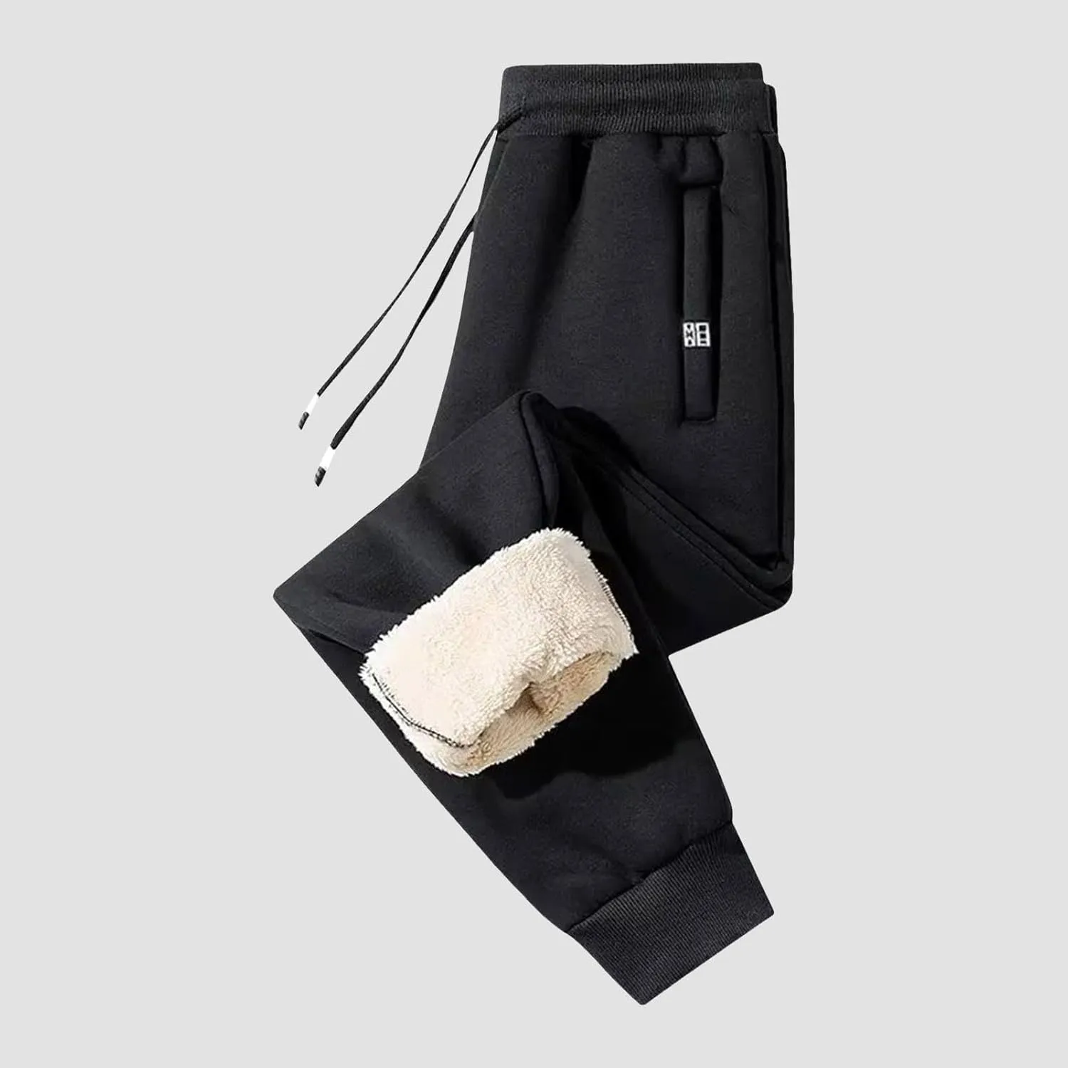 BIFUTON Fleece Lined Pants Men,Men's Winter Fleece Pants Sherpa Lined Sweatpants Drawstring Running Jogger Pants with Pockets