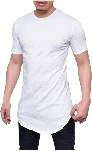 Big and Tall Mens Tshirts Casual Hipster Longline Extra Long Shirts Curve Hem Tees Gym Workout Muscle Shirts Tops