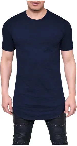 Big and Tall Mens Tshirts Casual Hipster Longline Extra Long Shirts Curve Hem Tees Gym Workout Muscle Shirts Tops