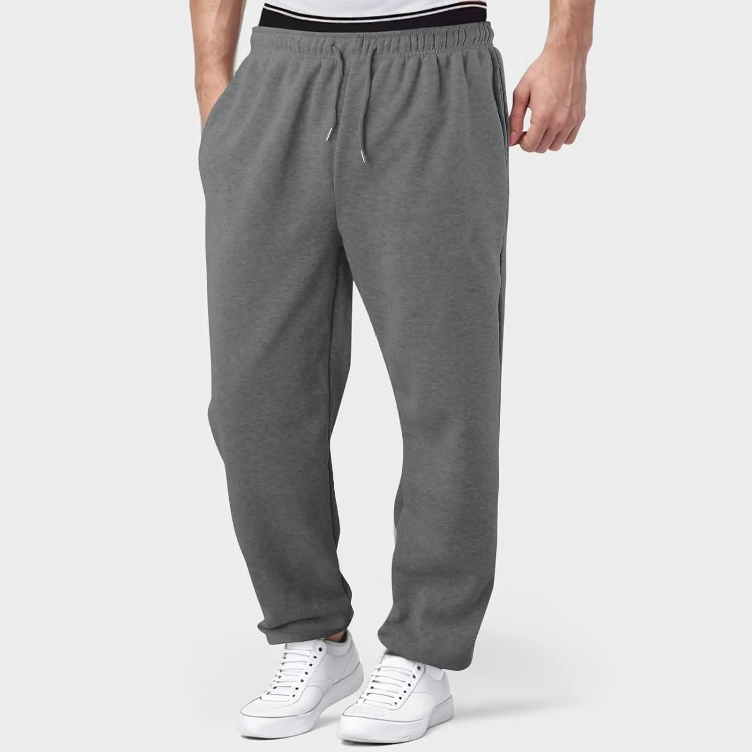 Black Cargo Pants Men Mens Oversized Cargo Pants Casual Drawstring Joggers Work Solid Color Sweatpants with Multi Pocket