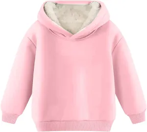Boys Girls Fleece Pullover Tops Hooded Sweatshirt Solid Sherp Hoodie for Teen Girl Winter Outwear Jacket Coat