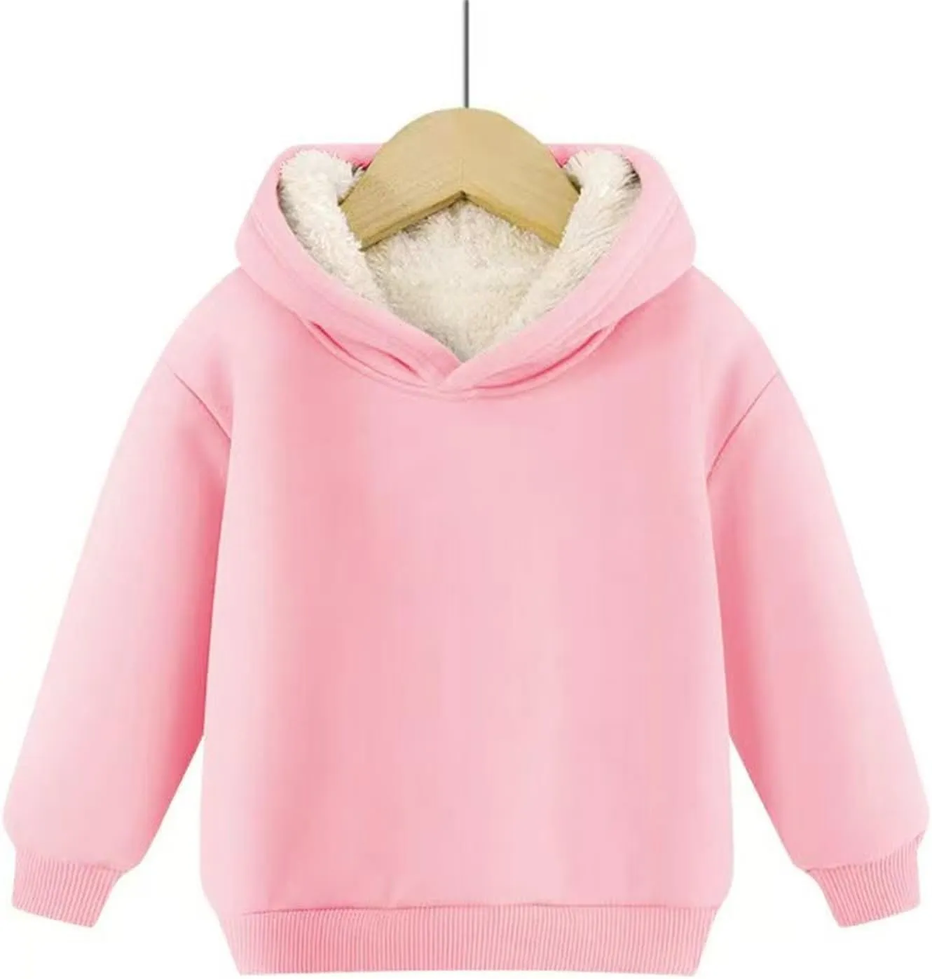 Boys Girls Fleece Pullover Tops Hooded Sweatshirt Solid Sherp Hoodie for Teen Girl Winter Outwear Jacket Coat