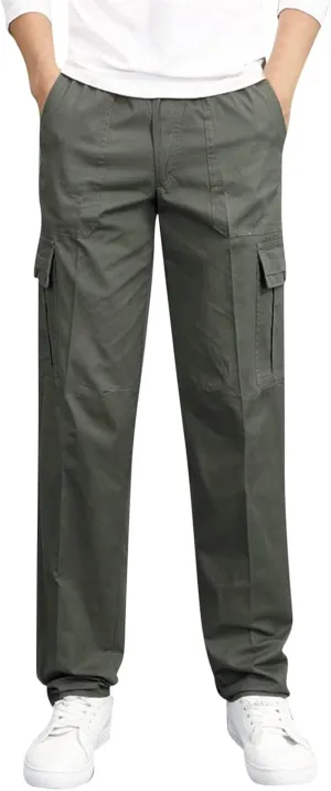 Cargo Pants for Men Men's Relaxed-Fit Stretch Cargo Pants Multi Pocket Military Camo Combat Work Pants Work Trousers