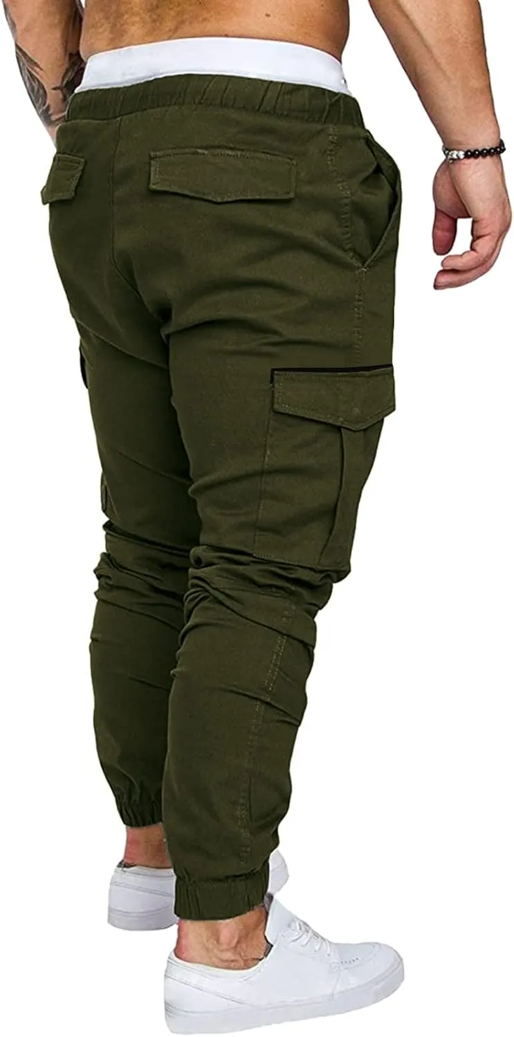 Cargo Pants for Men Relaxed Fit Mens Cargo Pants Sweatpants with Zipper Pockets Workout Cycling Gym Pants Men Joggers