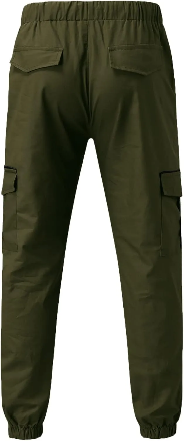 Cargo Pants for Men Relaxed Fit Mens Cargo Pants Sweatpants with Zipper Pockets Workout Cycling Gym Pants Men Joggers