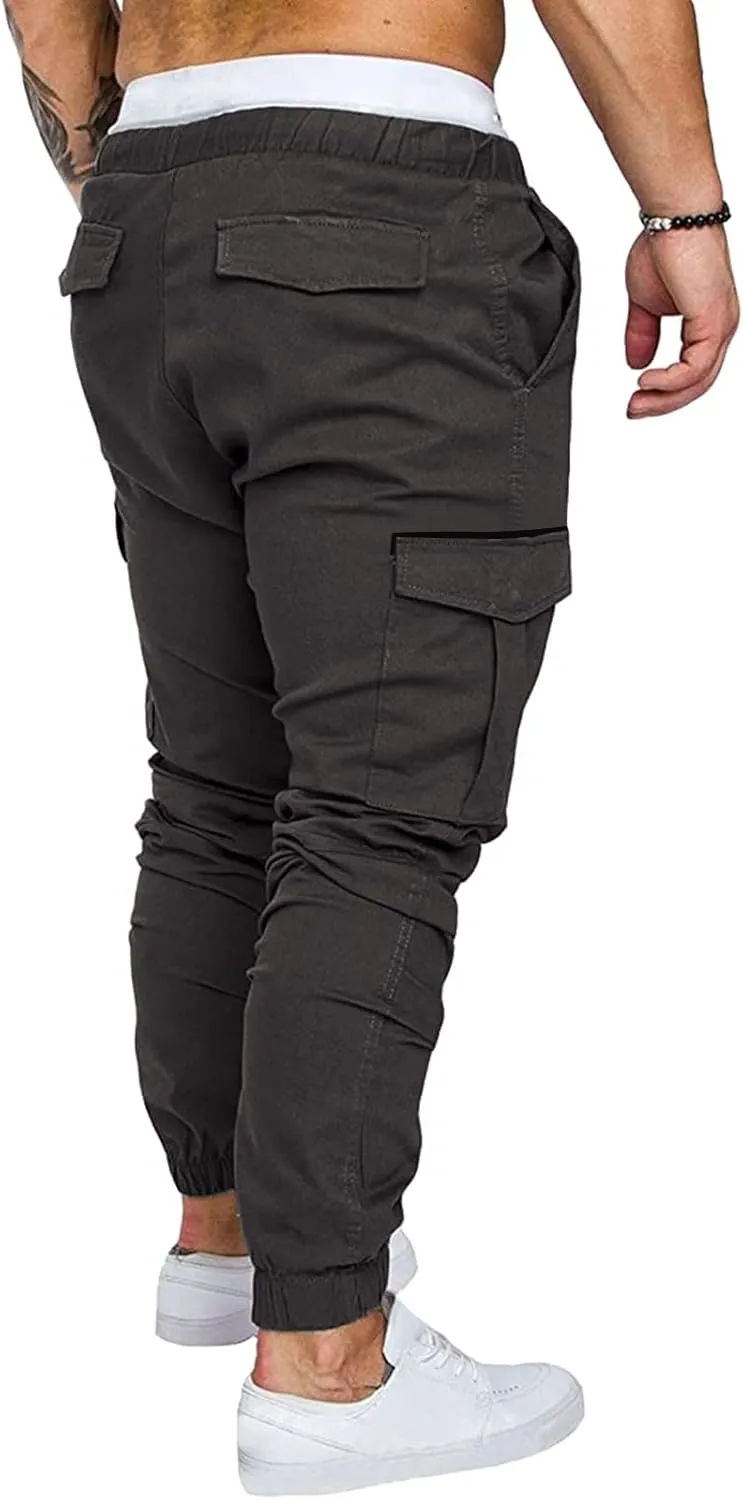 Cargo Pants for Men Relaxed Fit Mens Cargo Pants Sweatpants with Zipper Pockets Workout Cycling Gym Pants Men Joggers