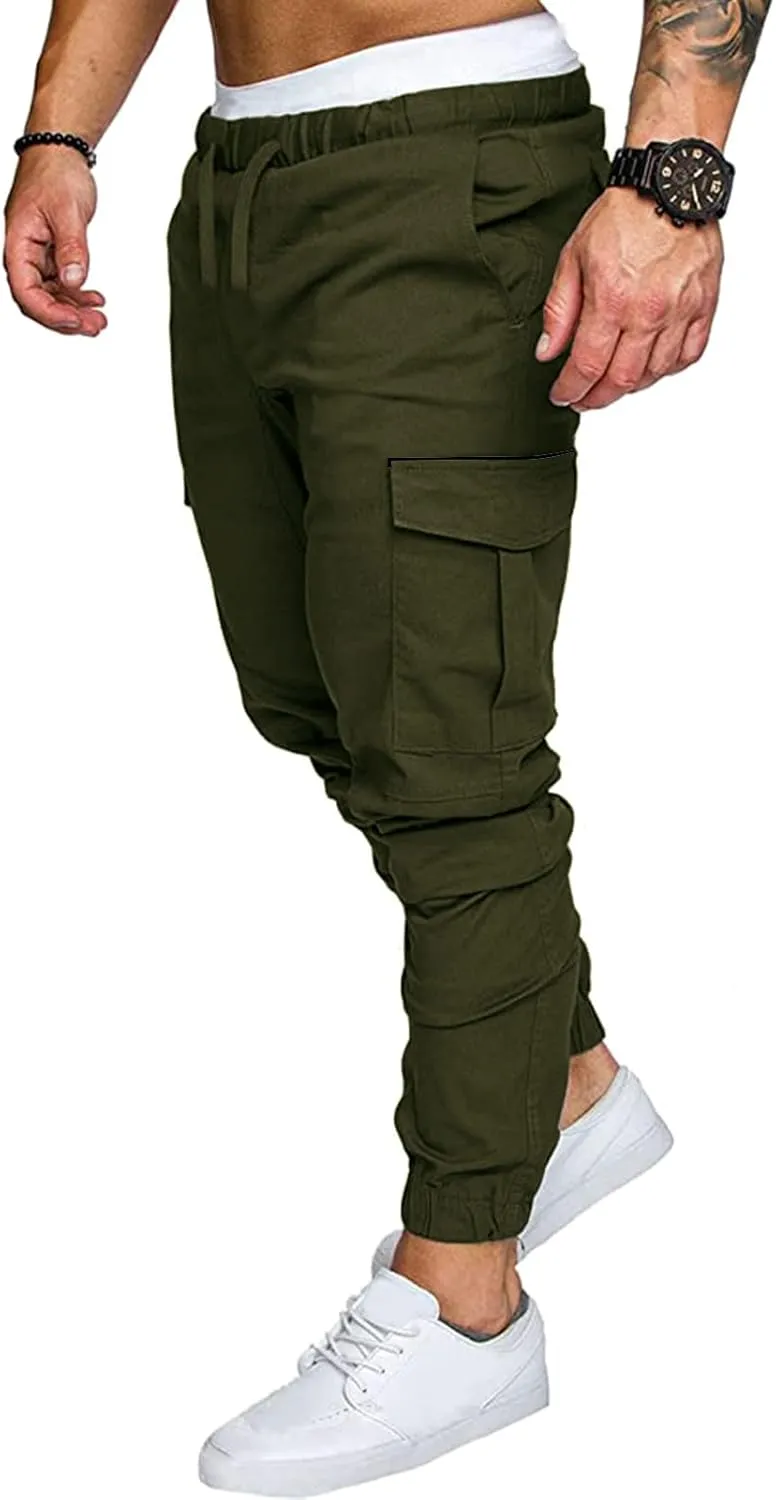 Cargo Pants for Men Relaxed Fit Mens Cargo Pants Sweatpants with Zipper Pockets Workout Cycling Gym Pants Men Joggers
