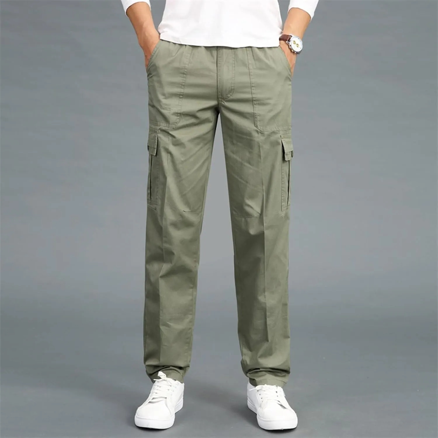 Cargo Pants for Men Relaxed Fit Open Bottom Workout Joggers Pants for Sports Jogging Training Gym Running Mens Autumn