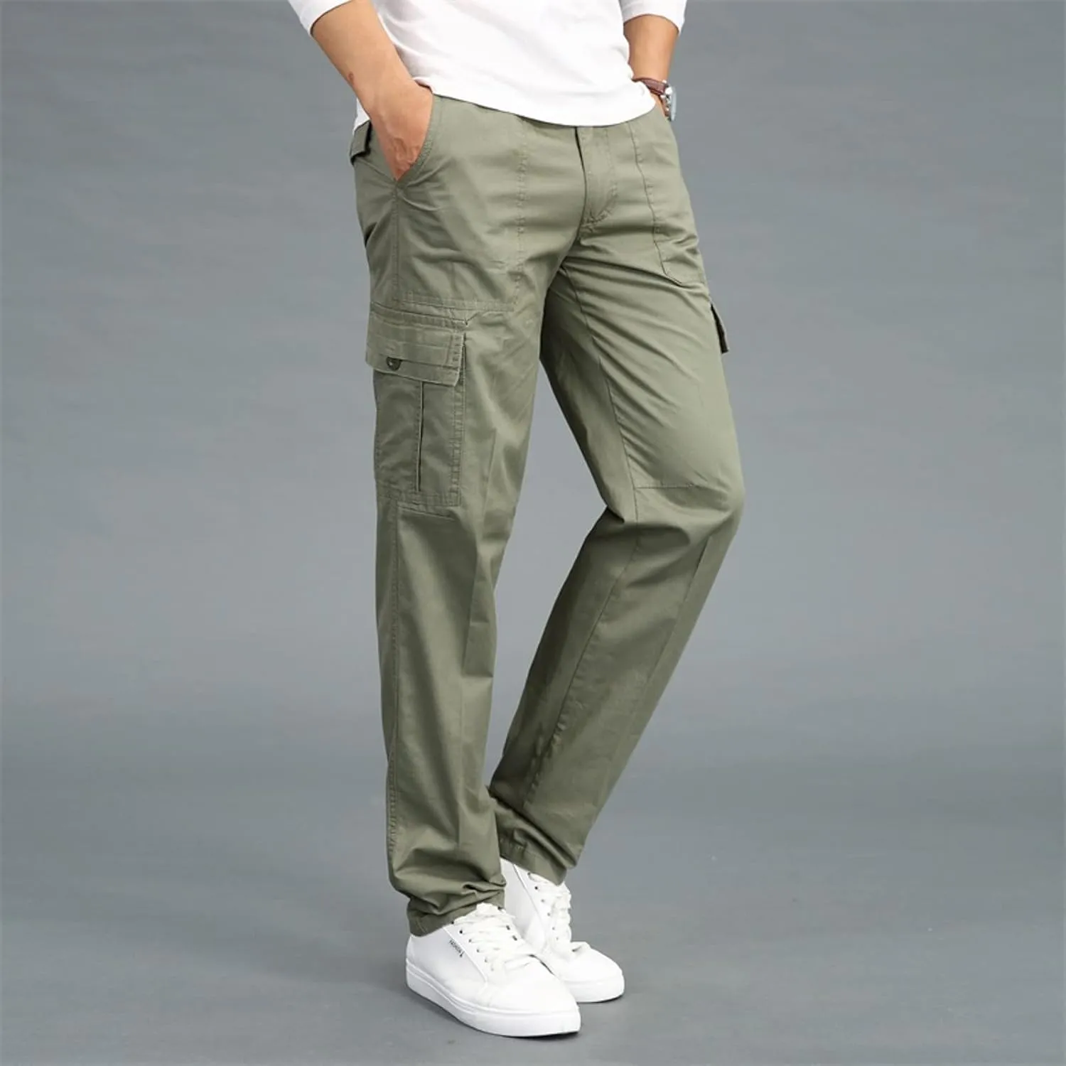 Cargo Pants for Men Relaxed Fit Open Bottom Workout Joggers Pants for Sports Jogging Training Gym Running Mens Autumn
