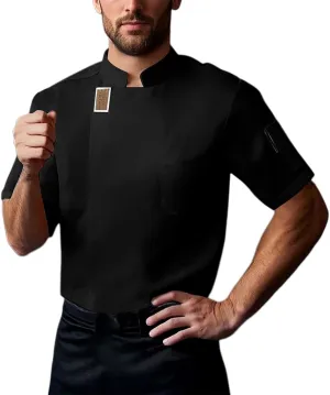 Chef Jacket Shirts for Men Classic Short Sleeve Catering Workwear Suit Shirts Summer Breathable Slim Fit Uniform Tops