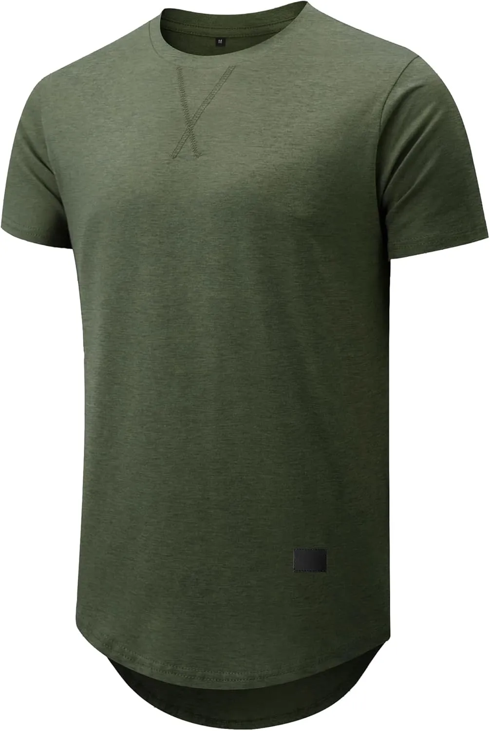Comdecevis Mens 2 Pack Cotton Crewneck T-Shirts Hipster Hip Hop Longline Tees Shirts
