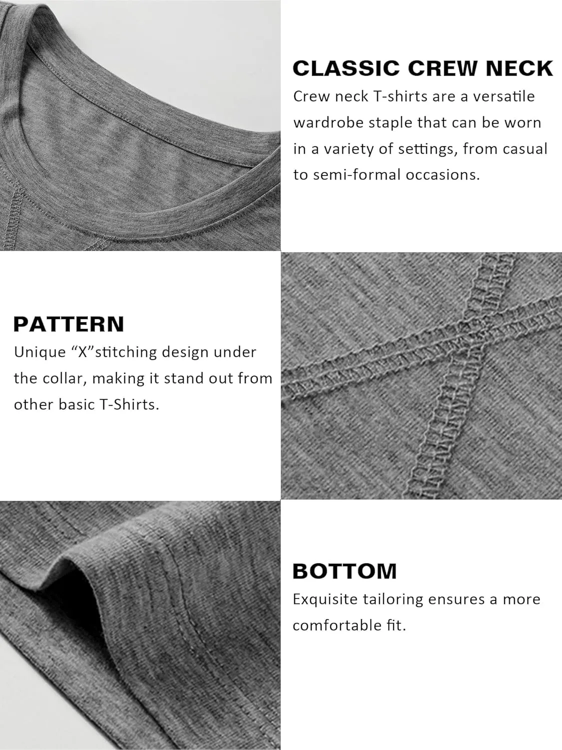 Comdecevis Mens 2 Pack Cotton Crewneck T-Shirts Hipster Hip Hop Longline Tees Shirts