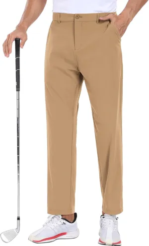 COOFANDY Men's Golf Joggers Pants with Pockets Stretch Sweatpants Slim Fit Track Pants Joggers for Work Running Light Tan
