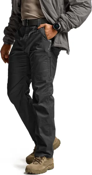 CQR Men's Utility Flex Cargo Pants, Classic-Fit Casual Stretch Work Pants, Water Resistant Lightweight Tactical Hiking Pants
