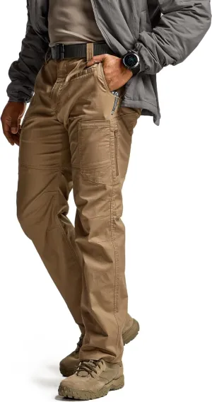 CQR Men's Utility Flex Cargo Pants, Classic-Fit Casual Stretch Work Pants, Water Resistant Lightweight Tactical Hiking Pants