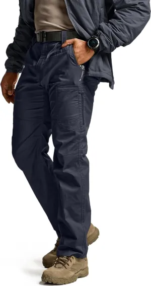 CQR Men's Utility Flex Cargo Pants, Classic-Fit Casual Stretch Work Pants, Water Resistant Lightweight Tactical Hiking Pants