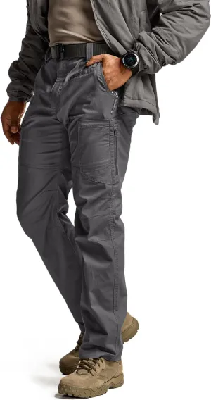 CQR Men's Utility Flex Cargo Pants, Classic-Fit Casual Stretch Work Pants, Water Resistant Lightweight Tactical Hiking Pants