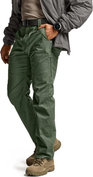 CQR Men's Utility Flex Cargo Pants, Classic-Fit Casual Stretch Work Pants, Water Resistant Lightweight Tactical Hiking Pants