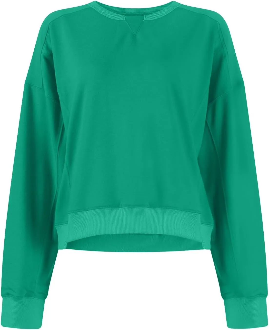 Fall Crew Neck Sweatshirts Women Solid Pullover Cropped Sweatshirt Long Sleeve Winter Side Split Sweaters Trendy 2024