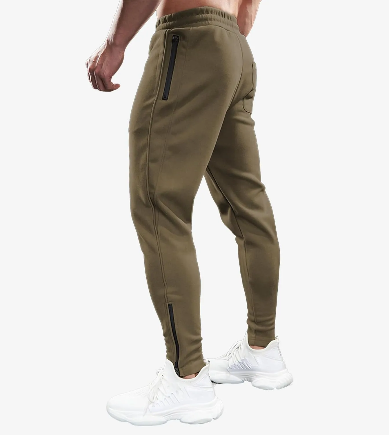 Fioboc Mens Joggers Weekend Performance Zip Ankle Jogger Athletic Sweatpants with Zipper Pockets Athletic Pant