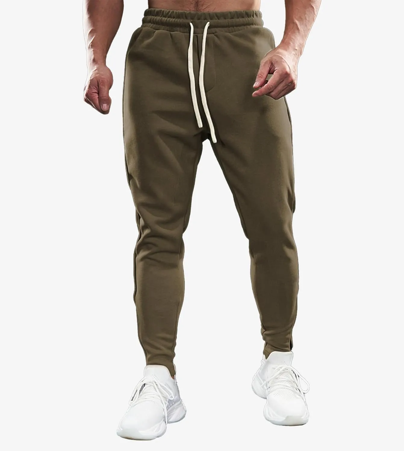 Fioboc Mens Joggers Weekend Performance Zip Ankle Jogger Athletic Sweatpants with Zipper Pockets Athletic Pant
