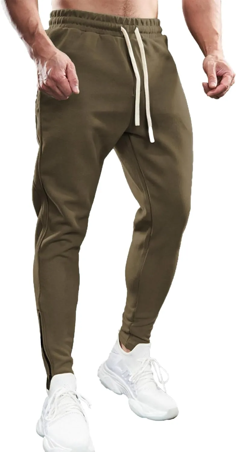 Fioboc Mens Joggers Weekend Performance Zip Ankle Jogger Athletic Sweatpants with Zipper Pockets Athletic Pant