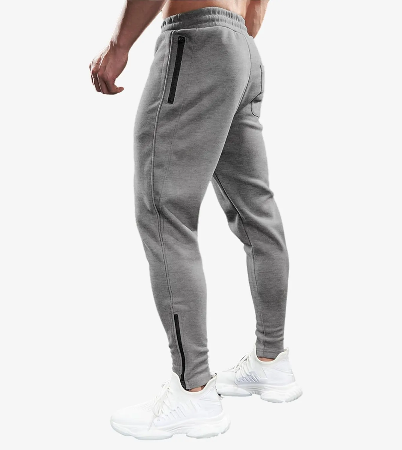 Fioboc Mens Joggers Weekend Performance Zip Ankle Jogger Athletic Sweatpants with Zipper Pockets Athletic Pant
